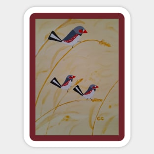 Retro style Australian Zebra Finches Sticker